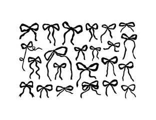 Hand drawn ribbon bows set