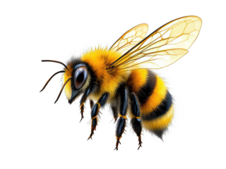 a honey bee isolated on white transparent back ground