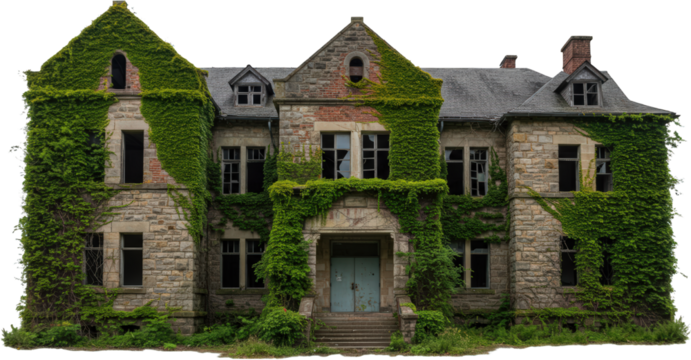 Overgrown Stone Mansion A Weathered Facade IvyCovered Walls