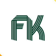 Parallel Line Monogram Initial Logo Logo Letter F and K