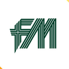 Parallel Line Monogram Initial Logo Logo Letter F and M
