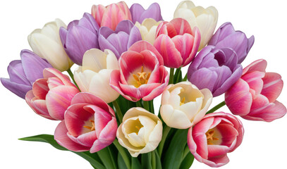 Fototapeta premium Vibrant Bouquet of Pink Purple and White Tulips