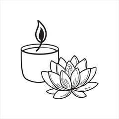 Aromatherapy Candle with Lotus Flower Icon - Wellness and Spa Vector
