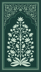 Tradition mughal motif. Mughal hand drawn flower, Mughal wall paintings. Mughal decorative ornamental floral © Design 35