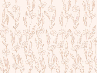 Seamless floral pattern. Simple one line seamless floral pattern. Rustic vintage floral pattern. Romantic surface design. Floral pattern for fashion prints, fabric, wallpaper, cards, decoration.