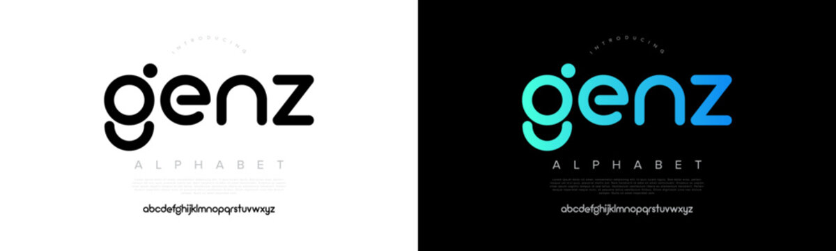Futuristic and minimal rounded font inspired by Gen Z style, suitable for tech, logos, and digital content