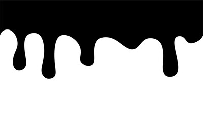 Dripping black liquid. Different borders with flowing ink, sticky liquid design, Flowing liquid isolated on white background.