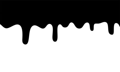 Black melt drips or liquid paint drops. seamless black melting drips paint. leak, splash, spilled liquid. Design element for advertising, product packing, sales