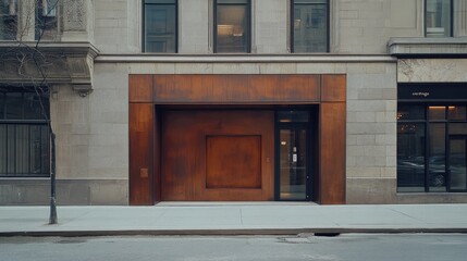 Boutique front using copper-toned aluminum wall panels