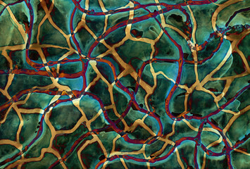 Abstract watercolor pattern resembling interconnected neurons