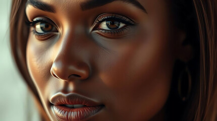 Portrait of Beautiful Dark Skinned Woman