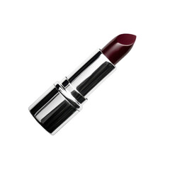 Elegant Deep Red Lipstick Tube with Shiny Silver Cap Design