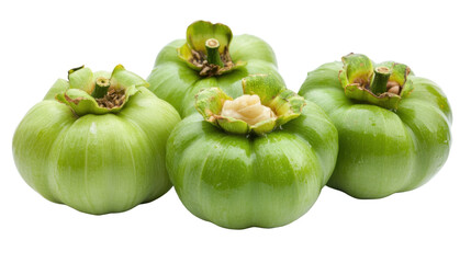 Garcinia Atroviridis Fruit Cluster Isolated on Transparent Background with Natural Textures