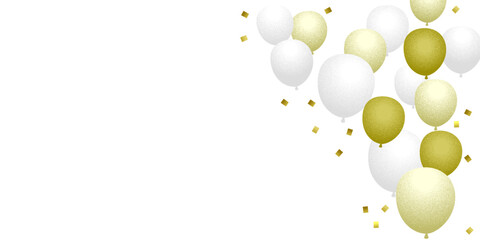 ホワイトとゴールドの風船を使ったお祝いやパーティー、誕生日のバナー