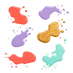 Vibrant nail polish splashes on white