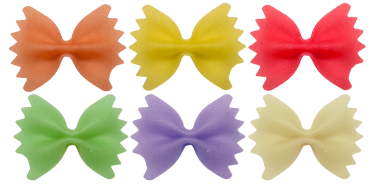pâtes noeuds papillon de couleur, PNG fond transparent