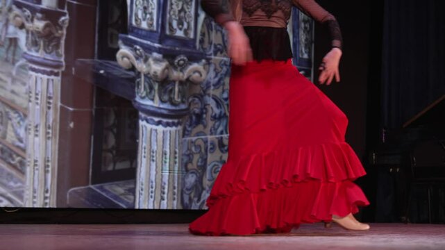 Bata De Cola Red Flamenco Dress and Castanets