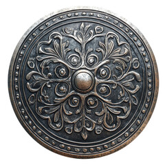 Naklejka premium a metal silver shield, A shiny silver metal shield with a smooth surface, isolated on transparent background