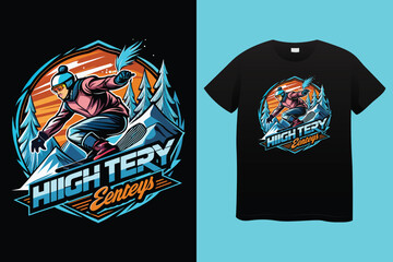 Dynamic Extreme Sports Artwork – Snowboarder in Motion, Vector Snowboarder on Snowy Mountain – Sportswear and Action Style, Energetic Snowboard Ride – Outdoor Winter Adventure Vector.