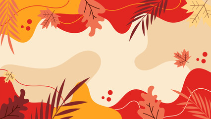Auntum Leaf  Illustration Flat Background 