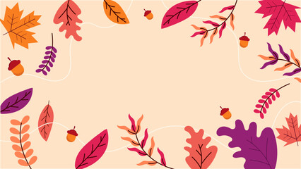 Auntum Leaf  Illustration Flat Background 