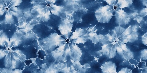 Blue tie-dye pattern with abstract floral motifs