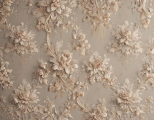 Subtle damask with soft floral details, antique aesthetic,  design element,  home design,  antique floral