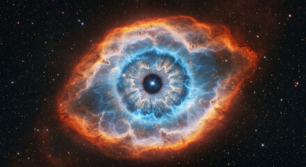 Captivating Helix Nebula in deep space showing intricate details of cosmic dust and glowing gases