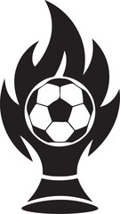 Obraz premium Abstract black and white design depicting a soccer ball within stylized flames