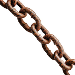 Obraz premium Rusty Chain Links Isolated on White Background for Industrial Use