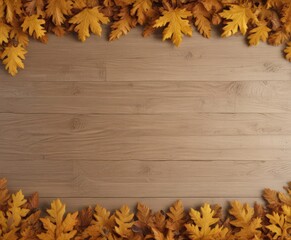 Crisp brown & yellow oak leaves border, rustic feel ,  october,  photography,  detail
