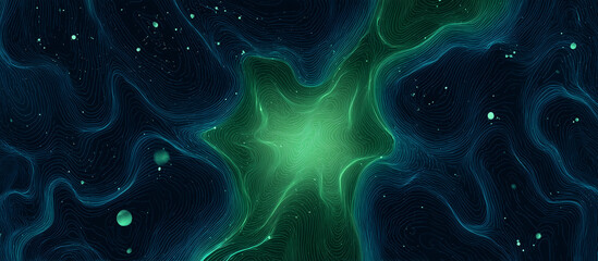 Dark blue abstract background with glowing green waves and particles—ideal for tech, science, data, futuristic design, presentations, and digital branding visuals
