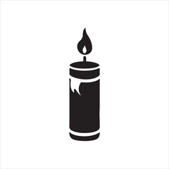 Candle Silhouette Icon - Minimalist Flame Symbol for Calm and Light