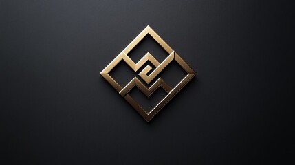 A gleaming golden emblem showcasing complex interconnectedness against a deep charcoal background highlighted with