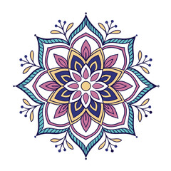 Vibrant Spiritual Mandala Design, Delicate watercolor flower mandala, Floral Watercolor Mandala Clipart, watercolor illustration of Muslim mandala