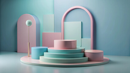 geometric minimal scene design for cosmetic or product display