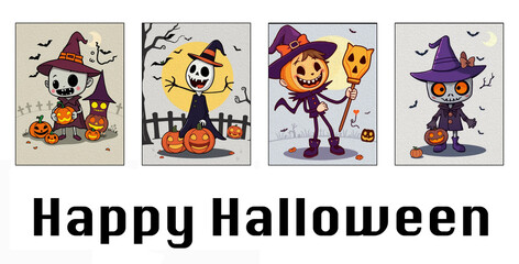 Oil Painting. Pattern for printing on wall decorations . Halloween theme.