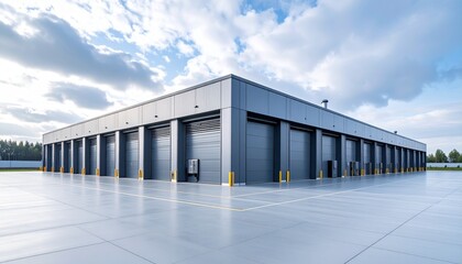 A modern manufacturing plant with metal exterior and large exhaust vents