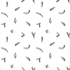 Fototapeta premium Seamless thyme leaf pattern in warm green on white for packaging textiles and kitchen design