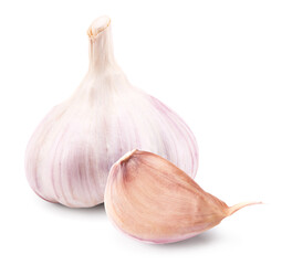 garlic isolated on white background. clipping path