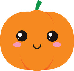 Fototapeta premium A Minimalist cute pumpkin fice with sparkly eyes on a white background