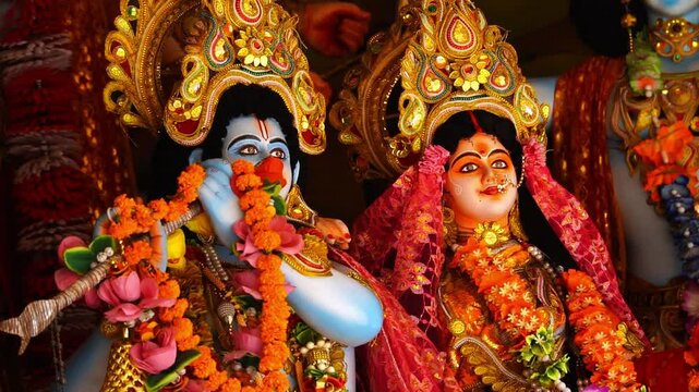 Divine Love of Radha Krishna Spiritual Statue in Ayodhya Temple with Cultural Significance