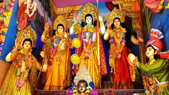 Sacred Ram Laxman Sita Statue Ayodhya Visual with Devotional Aesthetics