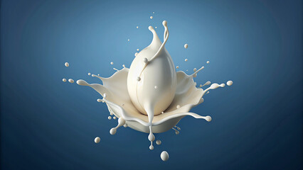 3d rendering of milk pouring and splash inside a glass