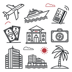 Fototapeta premium Tour and travel icons set. Travel and tour icons set. Tourism vector icon