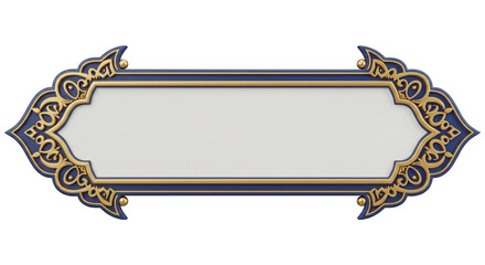 Luxurious banner frame with intricate golden filigree detailing and a smooth central surface ideal for elegant presentations and decorative designs