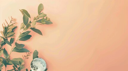 Arrière plan, fond graphique style mock up, sur le thème été et plante, espace vide pour intégration