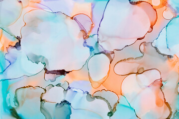 Abstract alcohol ink art with soft pastel tones