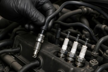Spark Plug Replacement: A Close-Up View of Car Engine Maintenance