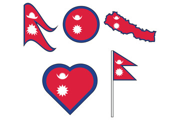 set of badges with flag of Nepal vector illustration